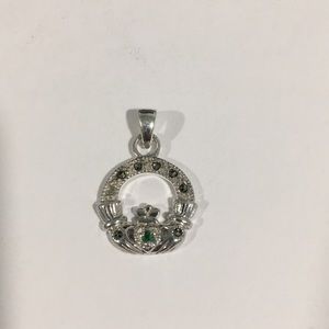 Sterling Silver Irish 🍀 Claddah Charm Pendant